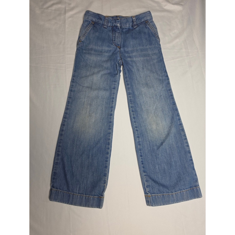 Crewcuts Girls Wide Leg Jeans Size 6 Medium Wash Blue Cotton Denim Trousers